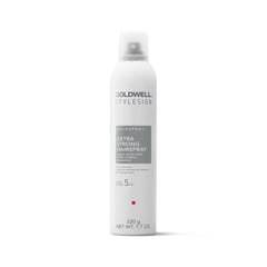 Goldwell StyleSign Extra Strong Hairspray bottle showing long-lasting hold and control.