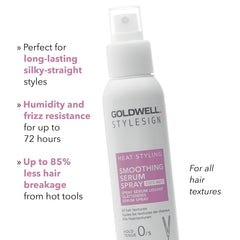 Goldwell StyleSign Smoothing Serum Spray helps control frizz in humid conditions.