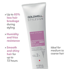 Goldwell StyleSign Straightening Balm provides heat protection during styling.