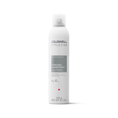 Goldwell StyleSign Strong Hairspray bottle shows strong hold and quick-dry finish.