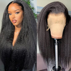 GOLFMAX kinky-straight-lace-front-wig 24inch cap adds natural volume for daily styling