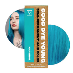 Good Dye Young Narwhal bottle close-up showcases bold teal color option.