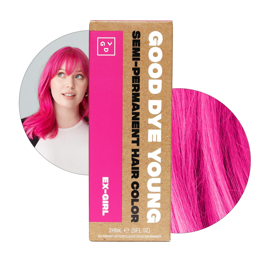 Good Dye Young pink hair dye bottle for bold, lasting color.