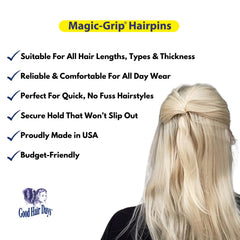 Good Hair Days crystal pins bright detail for durable styling options.