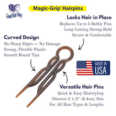 Good Hair Days round-tip pin demonstrates comfortable, snag-free styling.