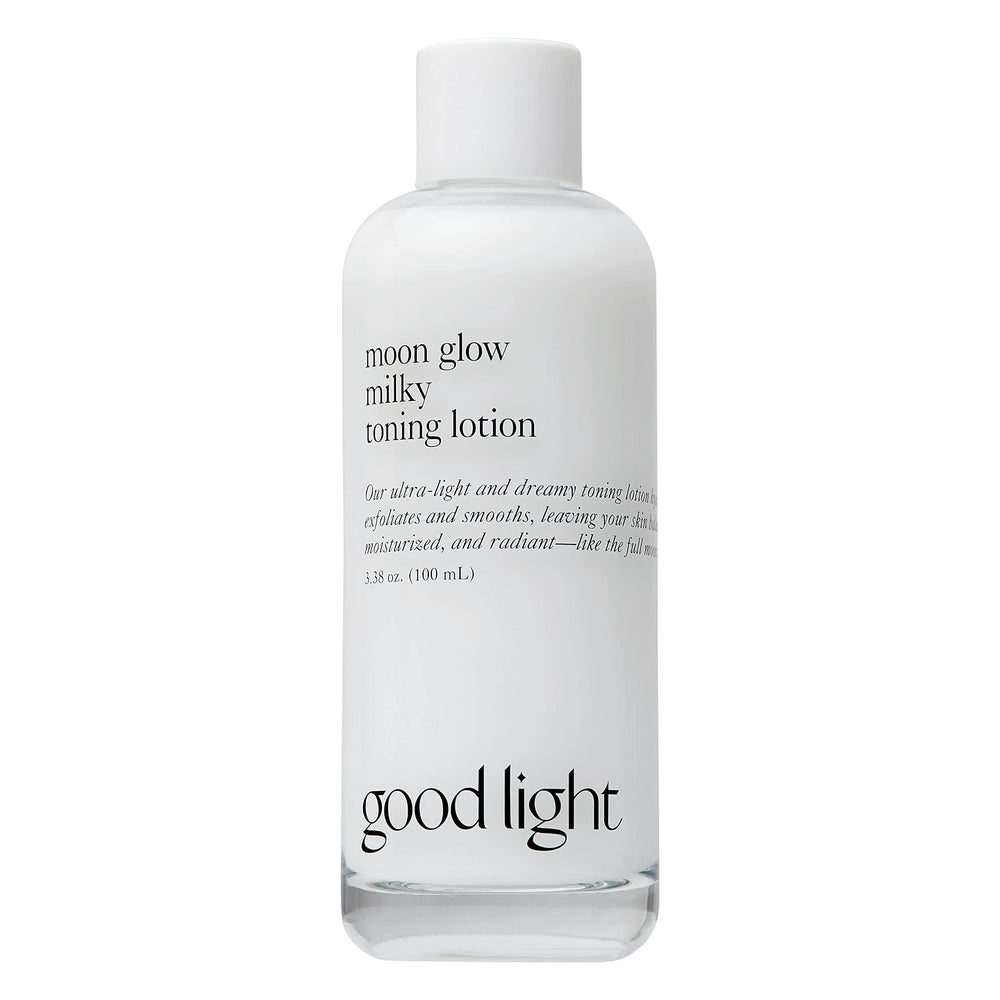 Good Light Moon Glow Milky Toner bottle shows lightweight hydration for daily use