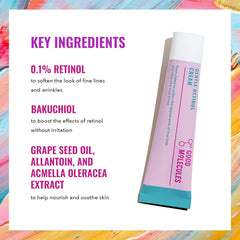 Good Molecules crema retinol suave, aplicación nocturna: ayuda a reducir señales del envejecimiento.