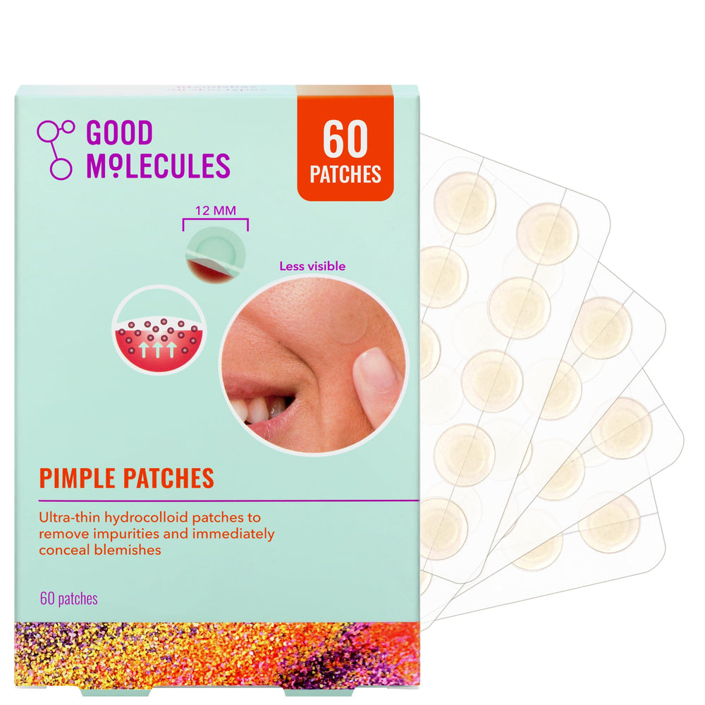 Good Molecules parches acné ultra-delgados, invisibles al contacto, ideales para uso diario.
