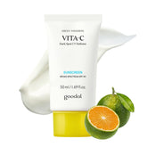 Goodal protector solar SPF50, botella, protección diaria ligera y fácil de aplicar.