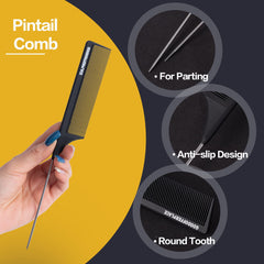 Goodofferplace fine-tooth comb with pick for gentle detangling