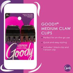 Goody Classics garra media en marrón, agarre seguro para todo tipo de cabello.