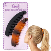 GOODY large banana clip in black provides secure, creaseless hold for busy mornings.
