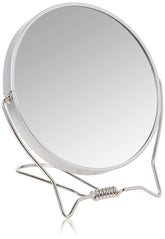 Goody two-sided makeup mirror with stand showing 1x and 3x magnification for precise on-the-go makeup.
