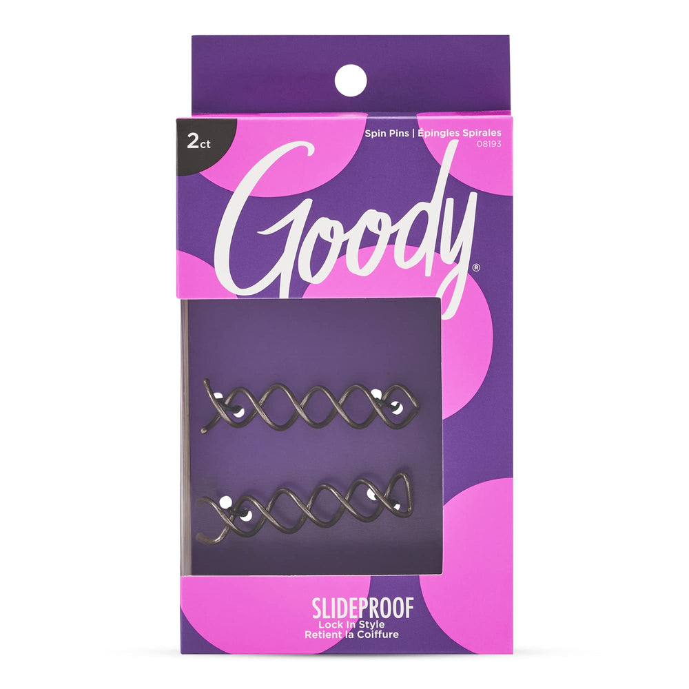 Goody Mini Spin Pins top knot for quick, secure bun styling.