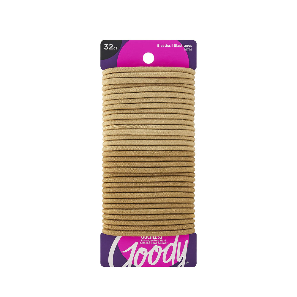 Goody Ouchless elastic hair ties in blonde packaging for easy styling