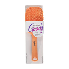 Goody Style Boost paddle brush in coral gently detangles knots with flexible bristles.