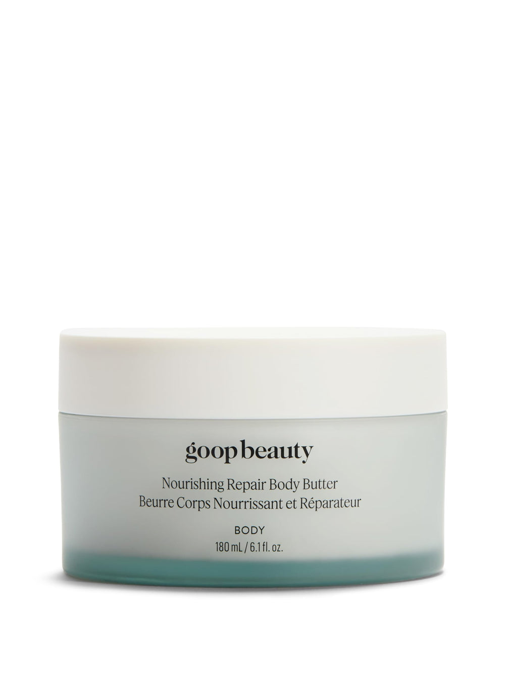Goop Beauty Body Butter jar showcases rich texture for dry skin nourishment