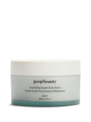 Goop Beauty Body Butter jar showcases rich texture for dry skin nourishment