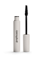 Goop Featherlash mascara bottle close-up shows rich pigment for defined lashes.