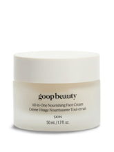 Goop Nourishing Face Cream jar close-up showing rich, creamy texture for deep hydration.