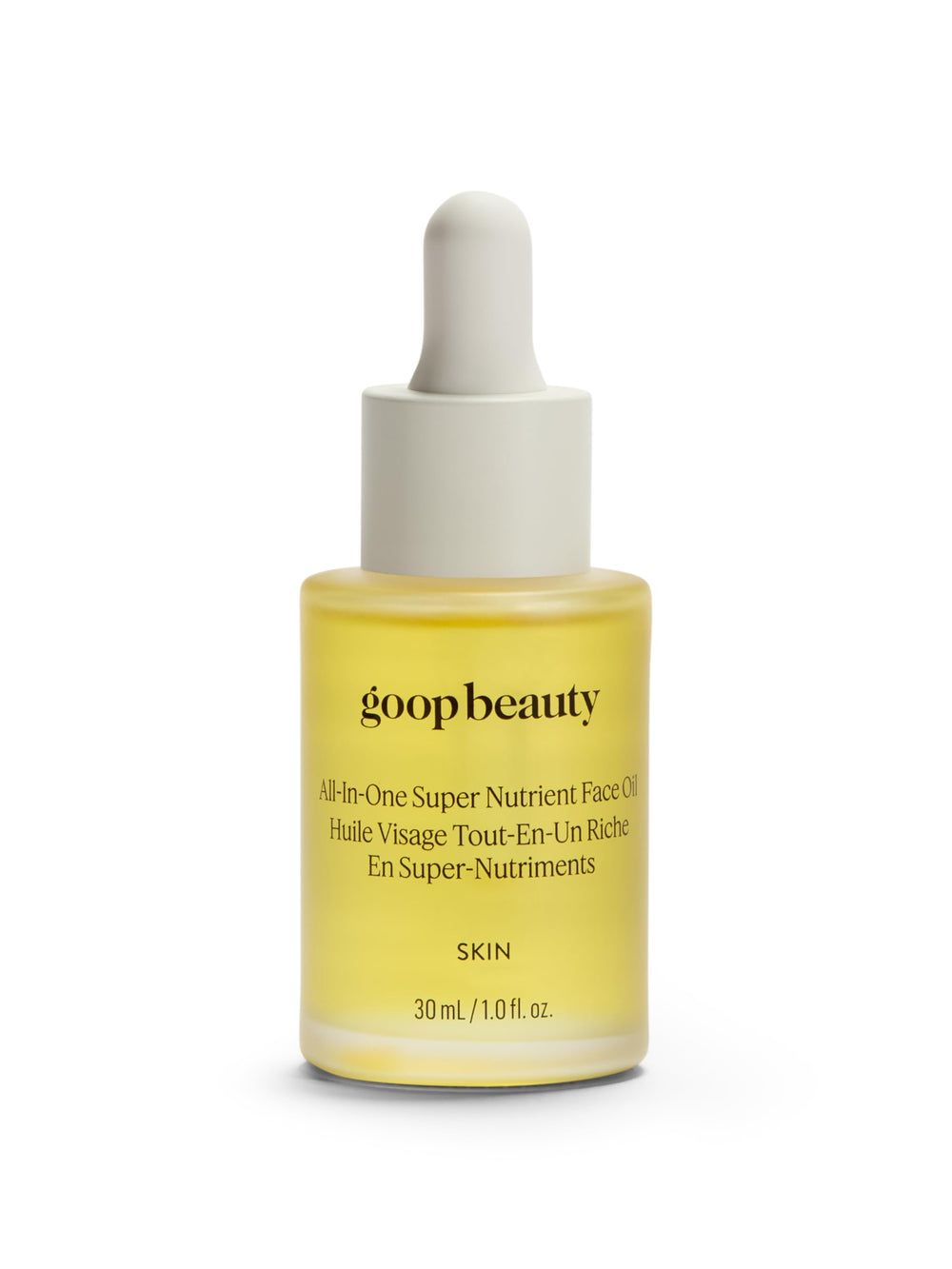 Goop Nutrient Face Oil bottle being poured for hydration