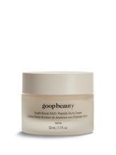 goop Youth-Boost NAD+ Peptide Rich Cream bottle demonstrates premium hydration and anti-aging benefits.