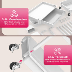 Goovilla rolling makeup cart hanging cups hold lip products and brushes.