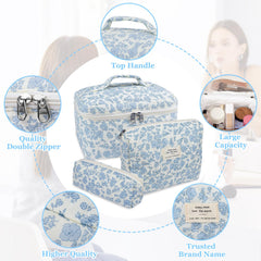 Gosect cotton makeup bag with gold zipper detail.