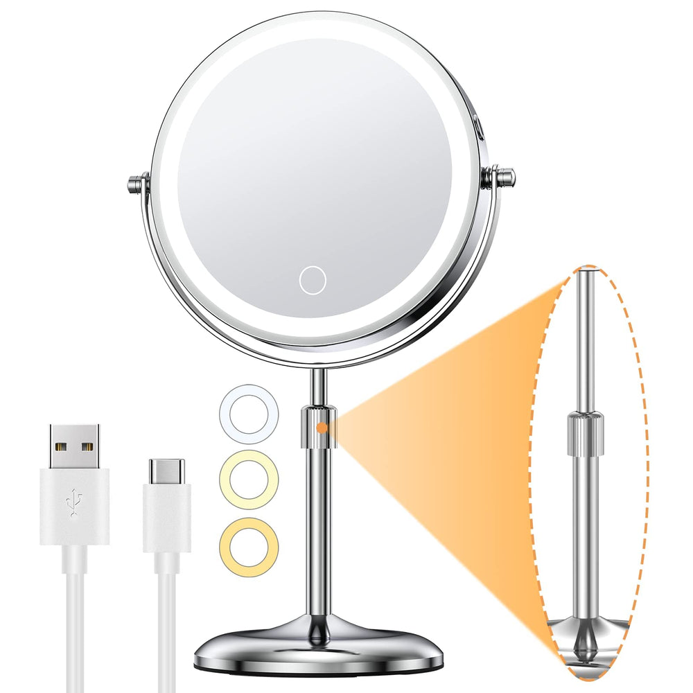 Gospire lighted mirror base with 360° rotation for flexible makeup angles.