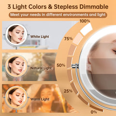Gospire triple-color lighting for daytime to evening makeup consistency.