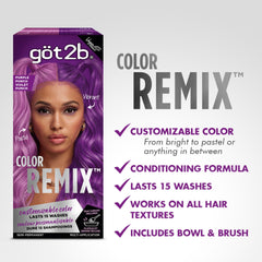 Got2b Color Remix color cream application demonstrates at-home transformation with vibrant results