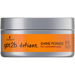 Got2b Defiant Shine Pomade packaging made from recycled materials for eco-friendly styling.