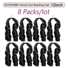 GOTEFERBE French Curl Braiding Hair 12inch soft texture, lightweight for all-day wear.