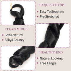 GOTEFERBE French curl braiding hair in natural black, blends with many tones.