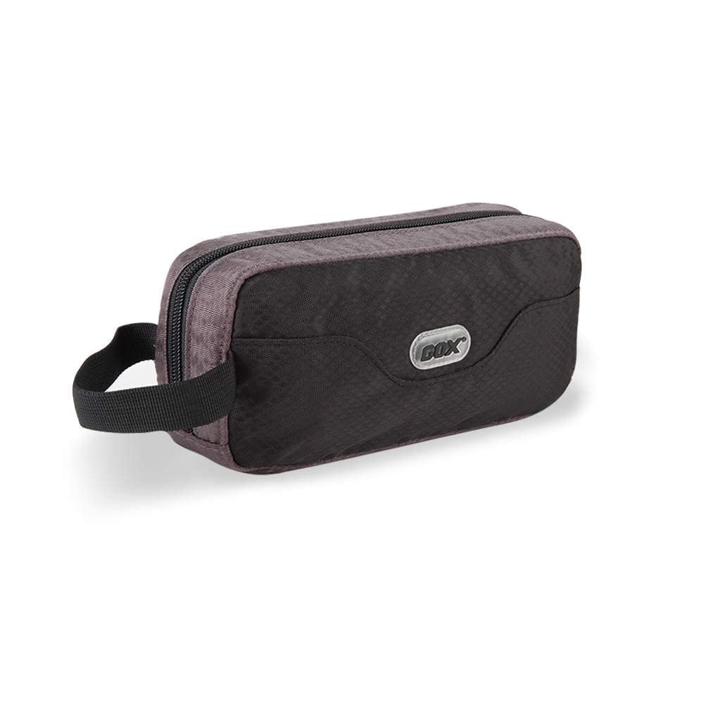 GOX Travel Toiletry Bag front view showing compact black design for easy packing.