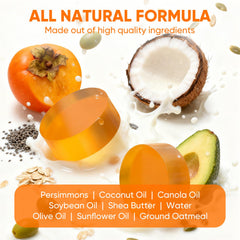 Jabón GPP con extracto de caqui y coco para purificación suave y nutrición de la piel.