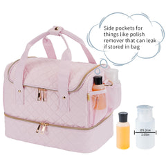 GR69N nail polish organizer case top layer removed dividers demonstrating flexible storage.