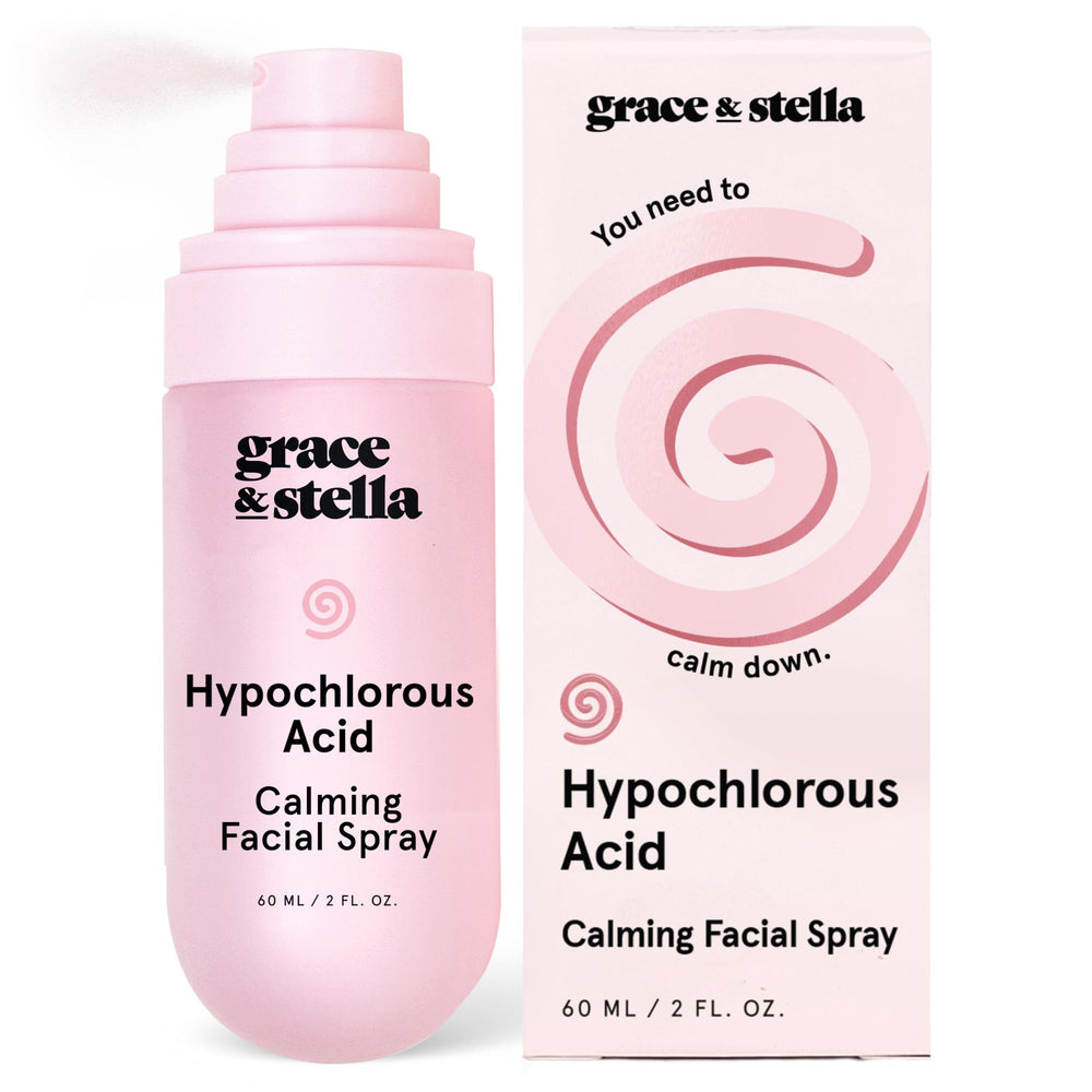 Grace & Stella hypochlorous acid face spray 60ml offers a refreshing calm for sensitive skin.