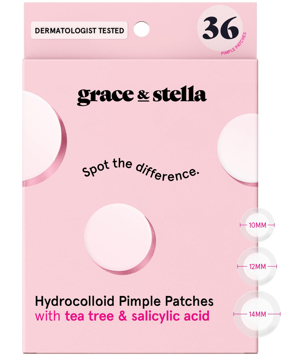 Grace & Stella 14mm patch applied on skin for discreet breakout care