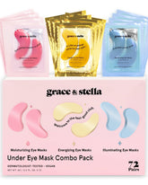 Grace and Stella under eye mask gold patches close-up for depuffing and brightening