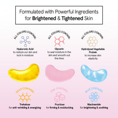 Grace and Stella pink patches applied for refreshed under-eye look