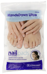 Graham Medical Hands Down Ultra: toallitas uñas cosméticas blancas para eliminar esmalte con precisión.