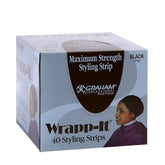 Graham Wrapp-it Strips wrap image demonstrates secure wet and dry hold for natural hair.