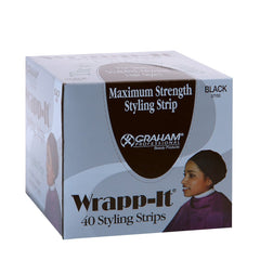 Graham Wrapp-it Strips wrap image demonstrates secure wet and dry hold for natural hair.