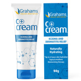 Grahams Natural C+ eczema cream bottle shows an all-natural formula for sensitive skin.