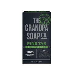 Grandpa's Pine Tar Soap bar front view for everyday cleansing and rugged outdoor use.