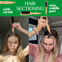 GranNaturals edge-control brush tames flyaways for defined, comfortable wear.