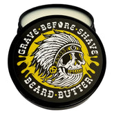 Grave Before Shave Teakwood Beard Butter jar showing rich texture for conditioning beard and skin