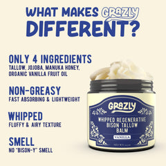 Grazly bison-tallow-balm closeup texture highlighting non-greasy absorption