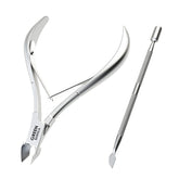 GREEN ESTETICA cuticle-nipper closeup shows a sharp edge for precise trim.